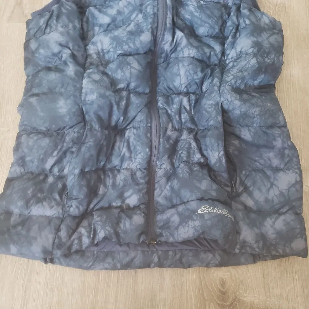 Eddie Bauer Womens EB650 Down Full‎ Zip Puffer Vest Jacket Small Marble Blue